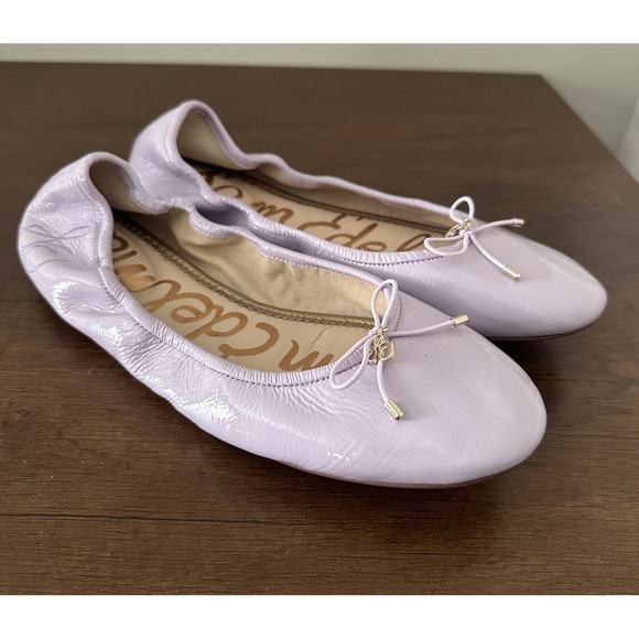 Sam Edelman Felicia Lavender Patent Leather Ballet Flats Sz 9 Comfort Minimalist - Picture 1 of 8